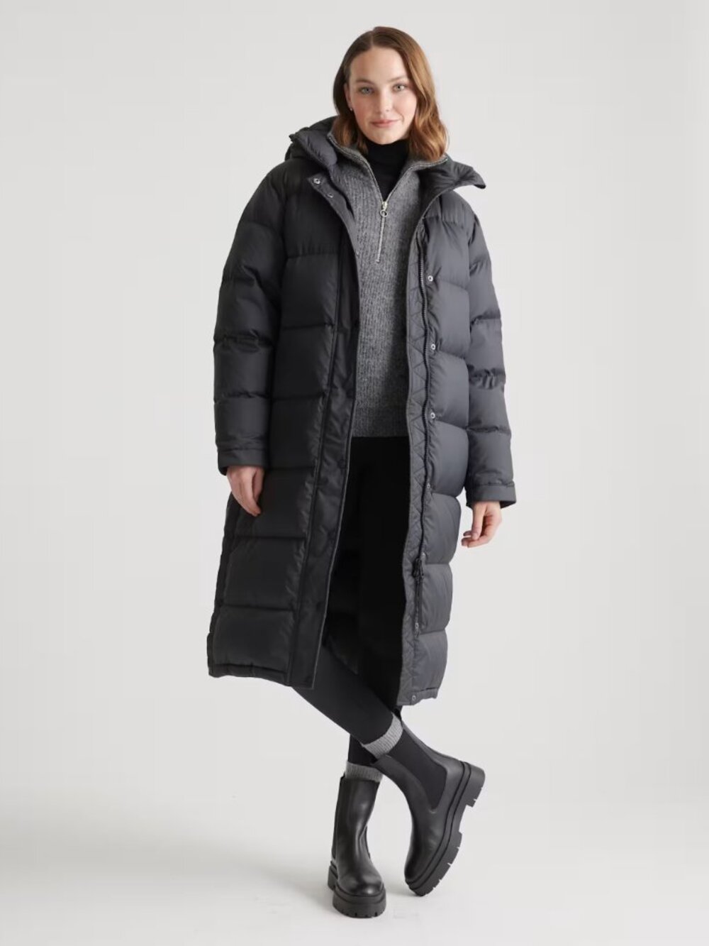 Quince Responsible Down Long Puffer Jacket (Black) Size Medium